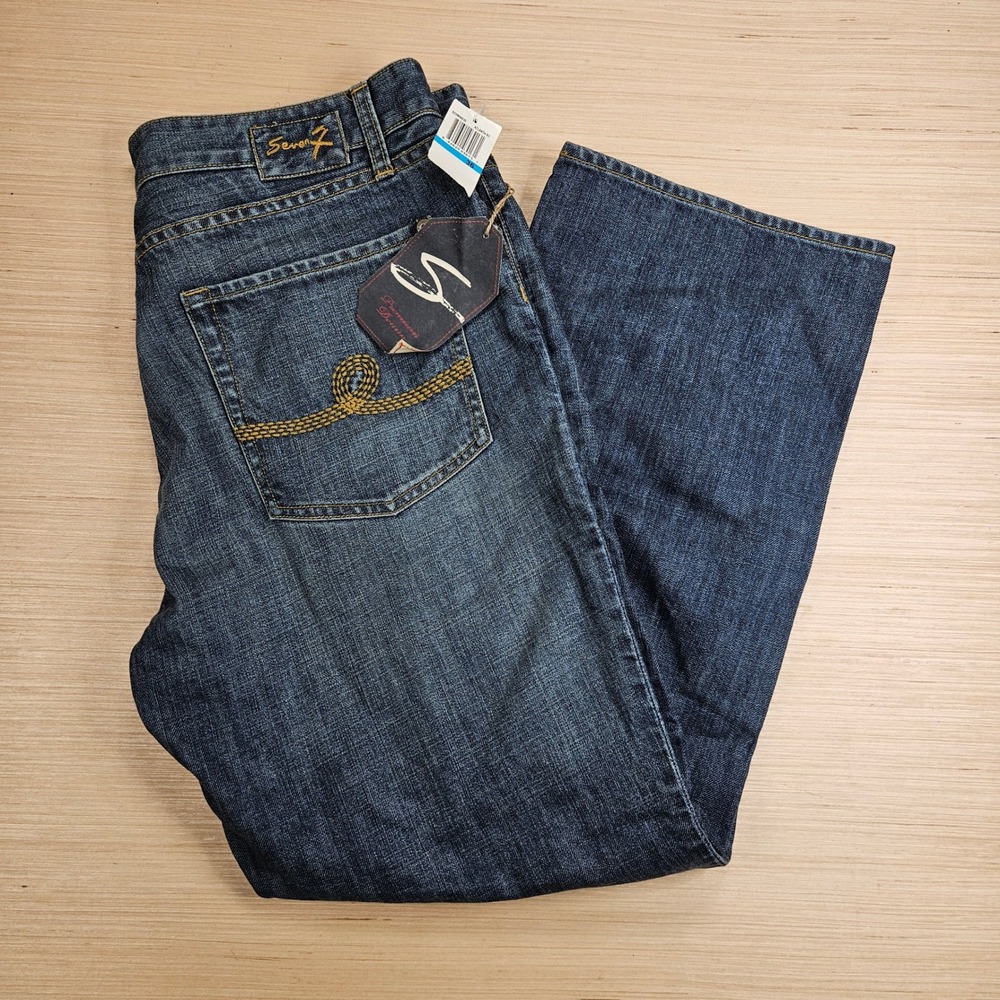 Seven7 Detroit Jeans Mens 36x30 Blue Atlantic Straight Leg Premium Denim NEW